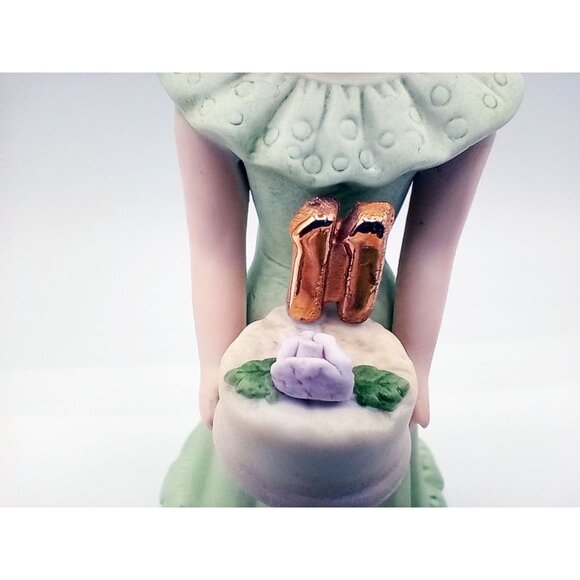 Enesco Growing Up Girls Figure Age 11 Blonde Girl in Green Dress Vintage 5.25 In - Picture 5 of 14